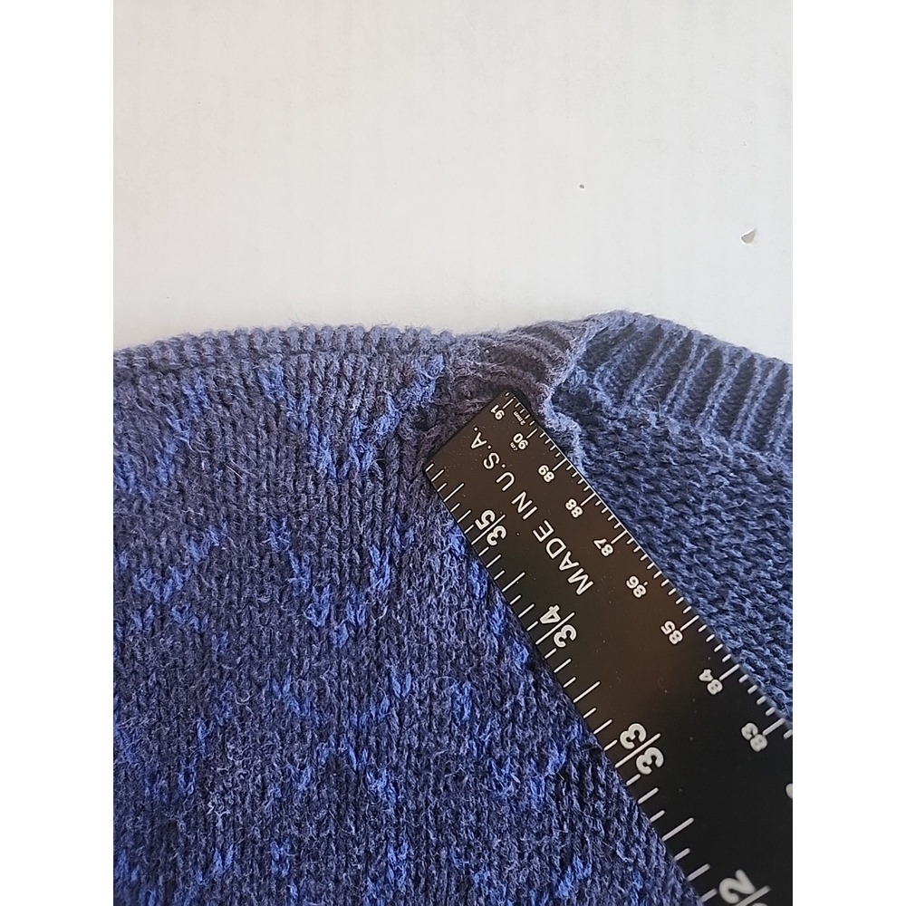 Womens Chunky Fair Isle Patchwork Pullover Sweater‎ M Blue White Coastal Grandma - Picture 8 of 8